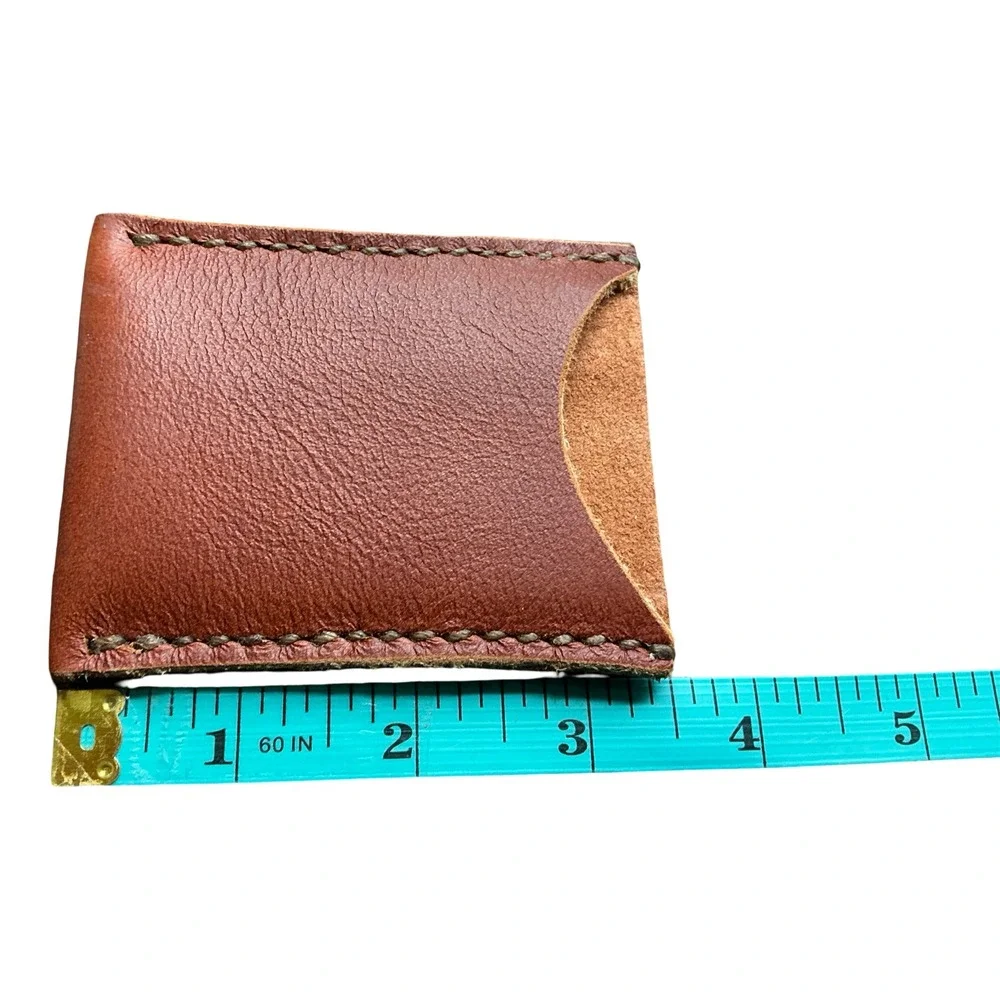 Lazarus Artisan Goods Leather Card Holder Wallet Persimmon Brown Hand Stitched